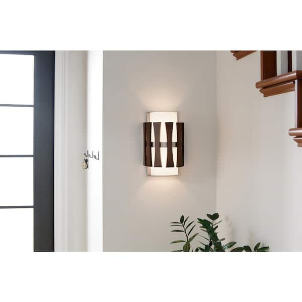 KICHLER Cirus 2-Light Auburn Stained Hallway Indoor Wall Sconce