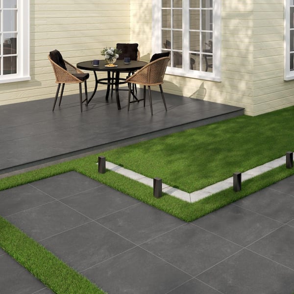 Vulkon Nero 2 cm. x 24 in. x 24 in. Matte Porcelain Paver Tile (8 sq. ft./Case)