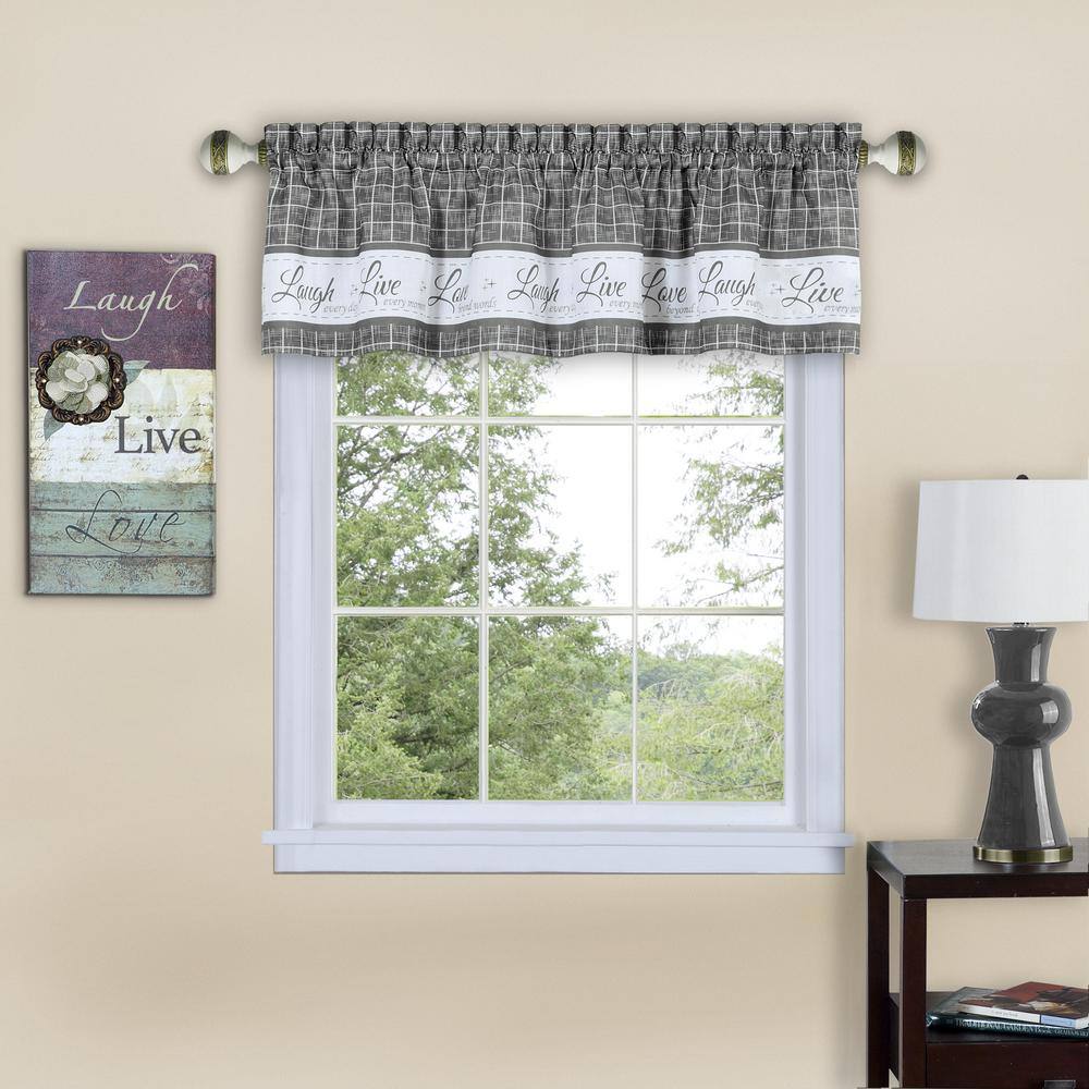 Gray Polyester Light-Filtering Kitchen Tier Curtain Set