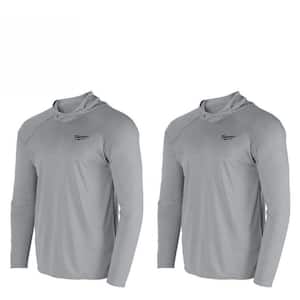 Men's Medium Gray WORKSKIN Hooded Sun Shirt (2-Pack)