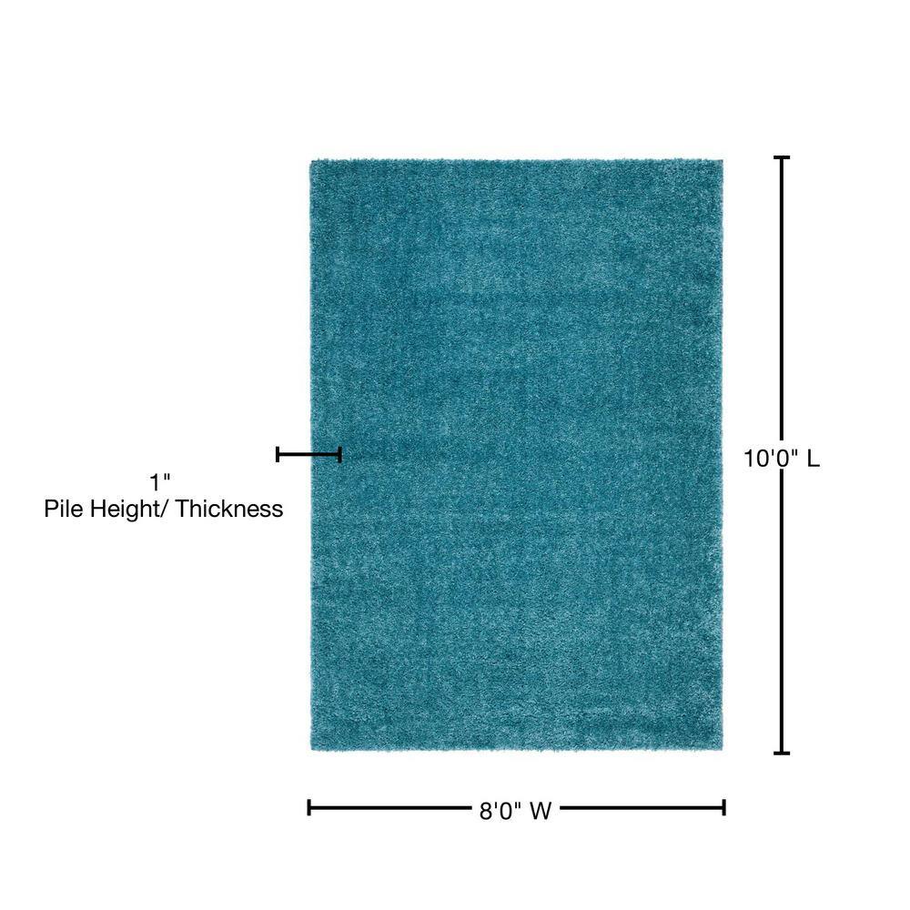 Turquoise 8' x 10' Rectangular Shag Area Rug