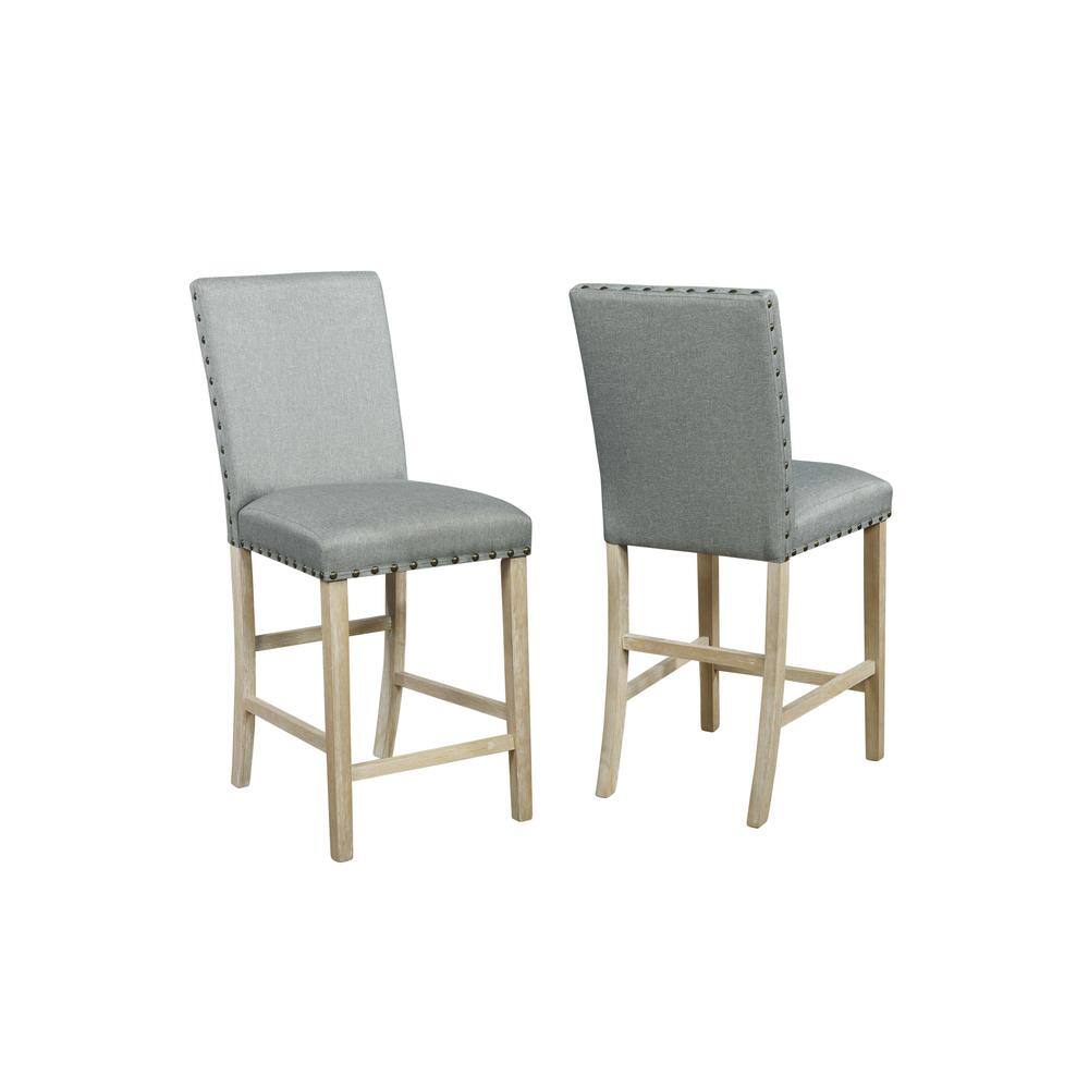 Sean Gray 43" Linen Nailhead Bar Stool 6123219GY The Home Depot