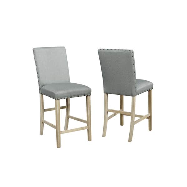 Sean Gray 43" Linen Nailhead Bar Stool 6123219GY The Home Depot