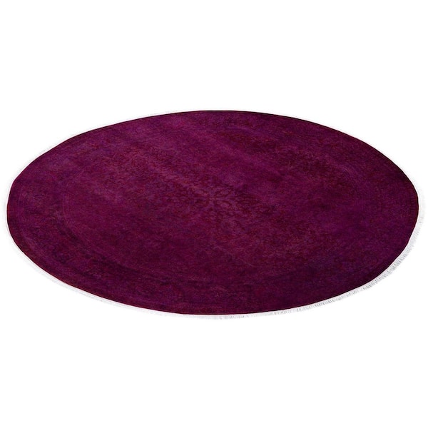 Overdyed Purple 6 ft. x 6 ft. Solid Wool Indoor Area Rug