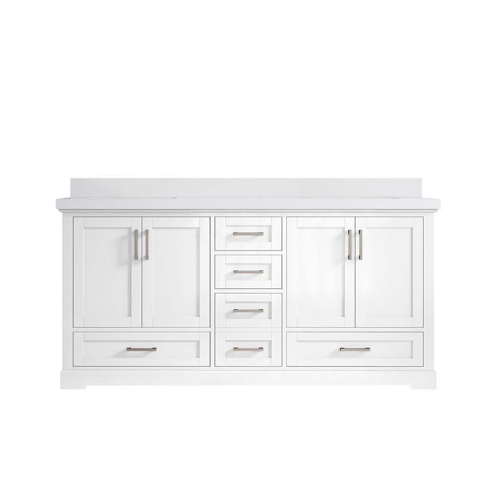 "Boston 72 in. W x 22 in. D x 36 in. H Double Sink Bath Vanity in White with 2"" White Quartz Top" price history on PriceWatchPro