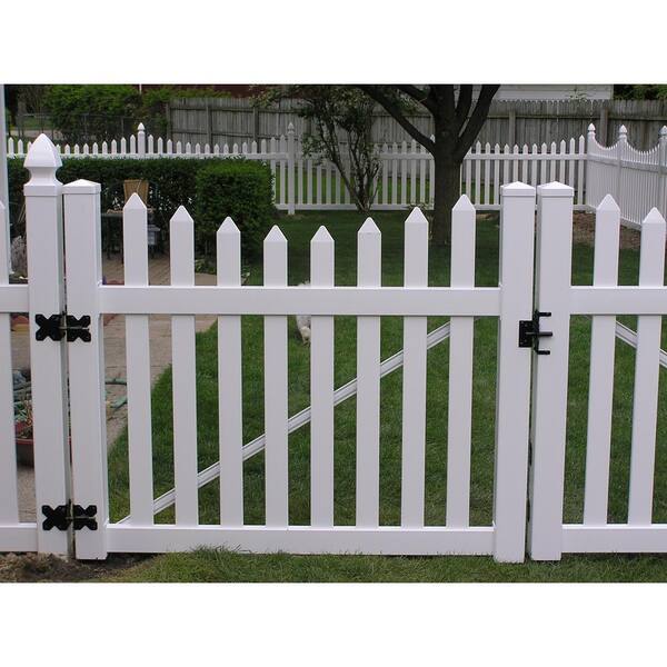 Weatherables Ellington 5 ft. W x 5 ft. H Tan Vinyl Picket Fence Gate Kit Includes Gate Hardware