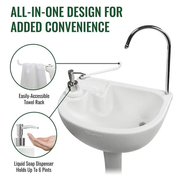 Portable Sink Hand Washing Station | Outdoor Camping Sink Battery Operated  | 5 Gallon Tank with Towel Holder & Soap Dispenser