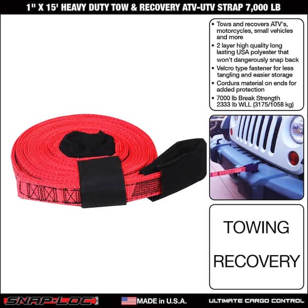 2 x 13 Hauling Heavy Duty Tow Strap with Safety Hooks 11000 LB Capacity Tow Rope Yellow Shackle for Vehicle Recovery Stump Removal & Much More,Best Towing Accessory for Car 