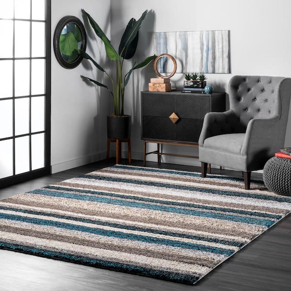 Drey Ombre Shag Blue Multi Doormat 2 ft. x 3 ft.  Area Rug