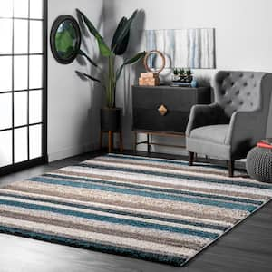 Drey Ombre Shag Blue Multi 8 ft. Square Rug