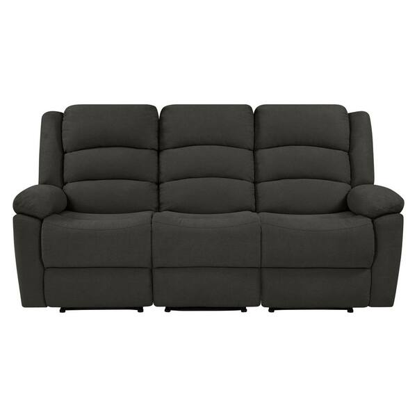 Prolounger 79 5 In Charcoal Gray Polyester 3 Seater Lawson Reclining Sofa With Flared Arms Rcl61 Cnf17 3s The Home Depot - 3 Seater Recliner Sofa Malaysia
