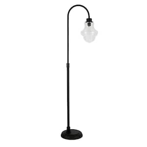 Sara 70 in. Blackened Bronze Floor Lamp with Seeded Glass Shade