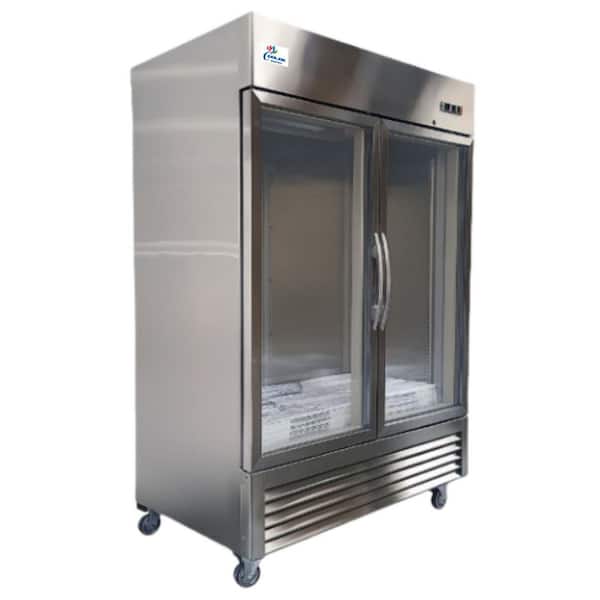 55 in. 47 cu. ft. NSF Commercial 2-Glass Door Reach In Display Refrigerator in Stainless Steel