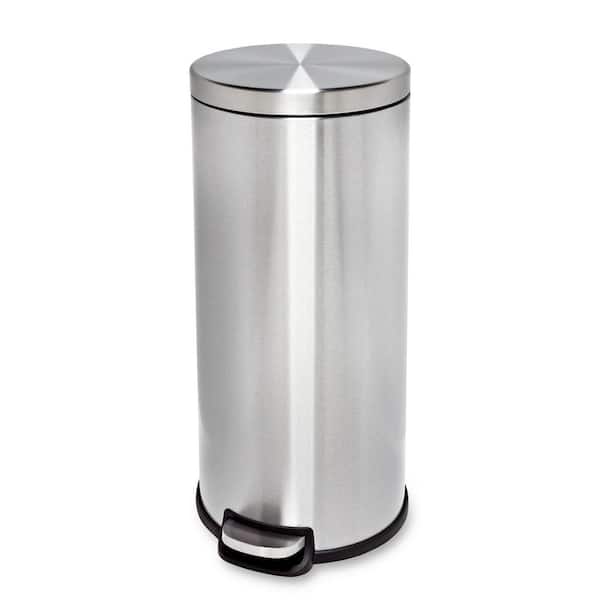 Honey Can Do Round Steel Step Trash Can With Bucket 7.9 Gallons 27 34 H x  13 W x 13 D Matte Black - Office Depot