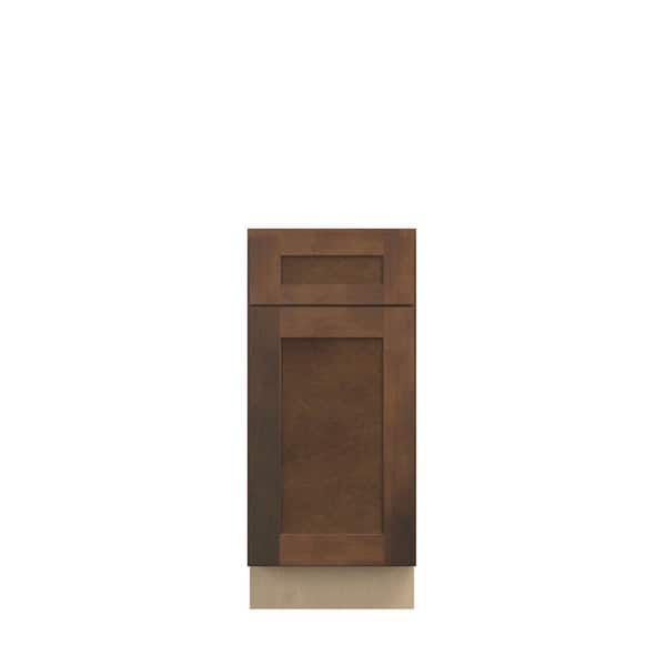 Kunal Kitchens Amherst Shaker 15 in. W x 34.5 in. H x 24 in. D in Walnut Plywood Assembled Base Cabinet