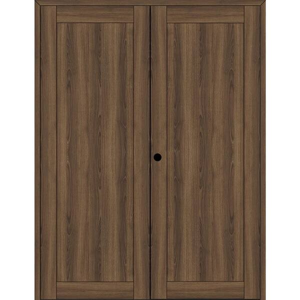 Belldinni Shaker 48 in. x 96 in. 1 Panel Right Active Pecan Nutwood Wood Composite Double Prehung Interior Door