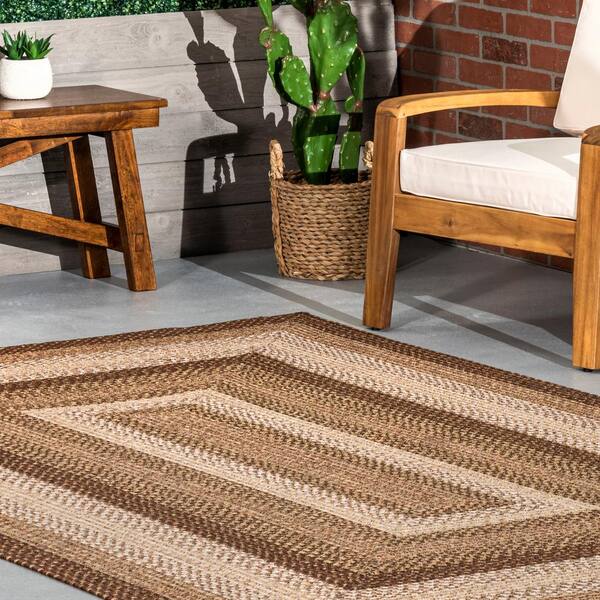 nuLOOM Sammy Braided Ombre Tan 5 ft. x 8 ft. Indoor/Outdoor Area 