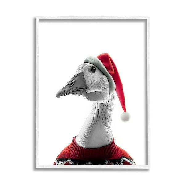Stupell Industries Duck in Santa Hat by Annalisa Latella 1-Piece Framed Graphic Print Animal Poster Art Print 20 in. x 16 in.