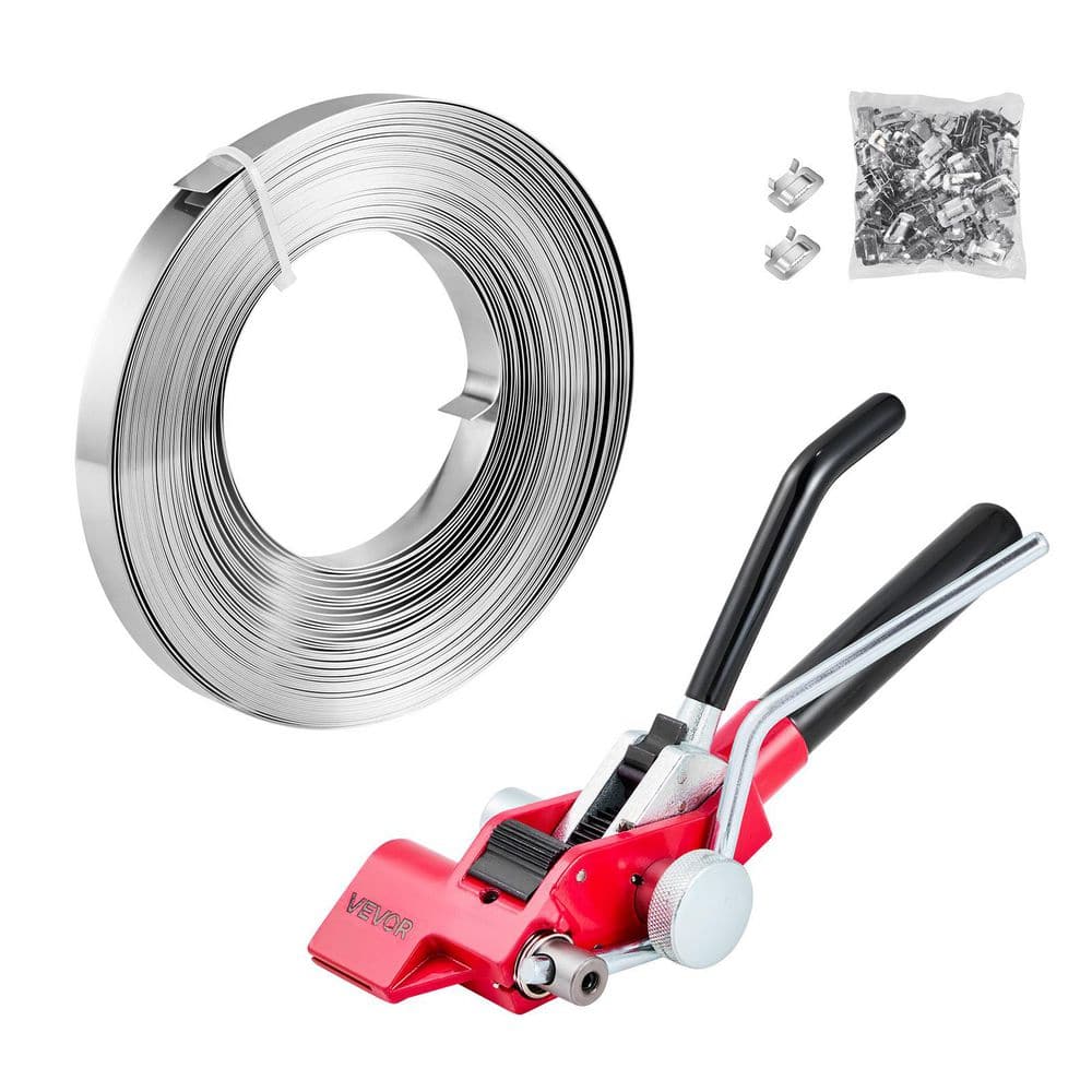 Steel Banding Strapping Kit, Heavy Duty Banding Sealer Tool with 100 ft. Binding Straps, 100 Metal Clasps for Warehouse price history on PriceWatchPro