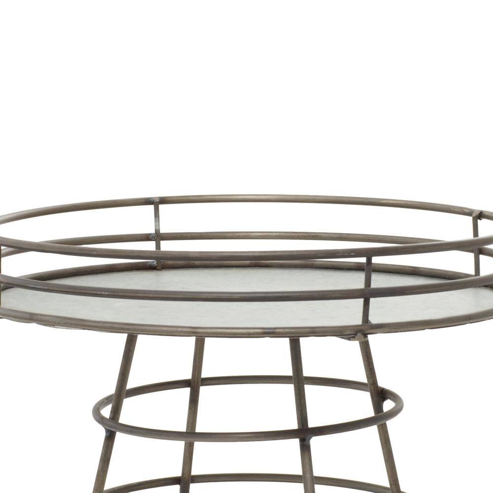 Gray Metal Round Farmhouse Cake Stand, 12" x 10"