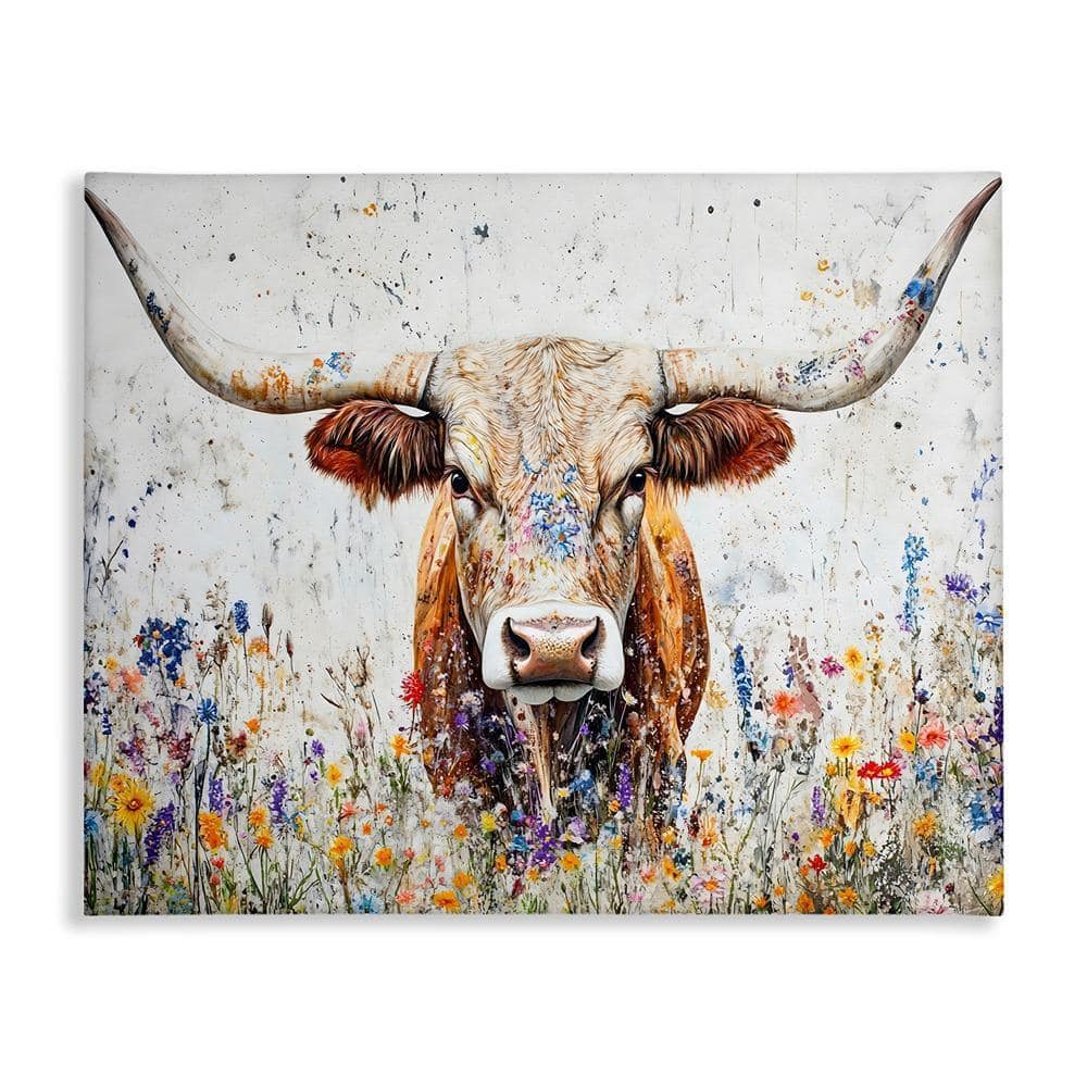 Stupell Industries Texas Longhorn Speckled Flowers by Franklyn