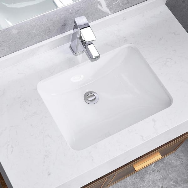 20.27 in. L x 15.15 in. W x 7 in. D White Rectangular Undermount