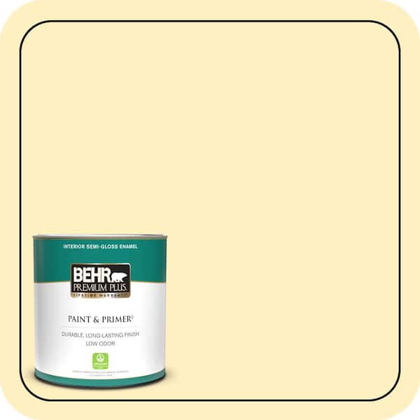 BEHR PREMIUM PLUS 1 qt. #P300-2 Meringue Semi-Gloss Enamel Low Odor Interior Paint & Primer