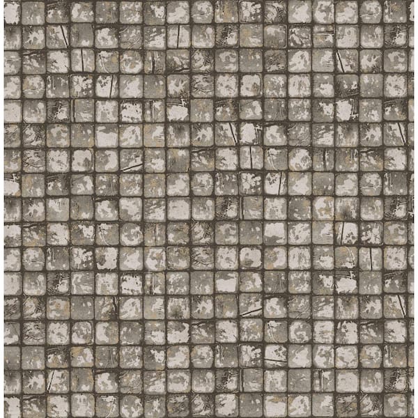 Advantage Kingsley Grey Tiled Textured Non-Pasted Non-Woven Wallpaper Sample