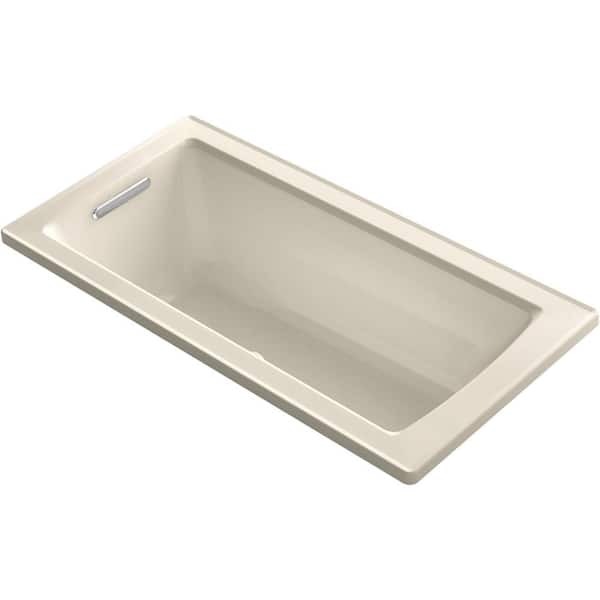 KOHLER Archer 60 in. x 30 in. Rectangular Drop in. Air Bath Bathtub with Bask Heated Surface and Reversible Drain in Almond