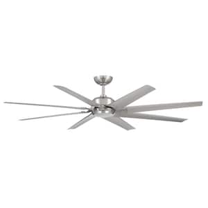 Roboto XL 70 in. Indoor/Outdoor in Brushed Nickel 8-Blade Smart Ceiling Fan with Remote Control