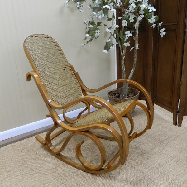 Carolina Cottage Victoria Bentwood Oak Wood Rocking Arm Chair