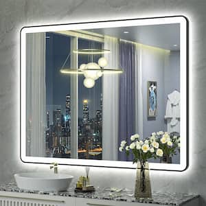 40 in. W x 36 in. H Rectangular Framed Front, Back LED Lighted Anti-Fog Wall Bathroom Vanity Mirror in Tempered Glass