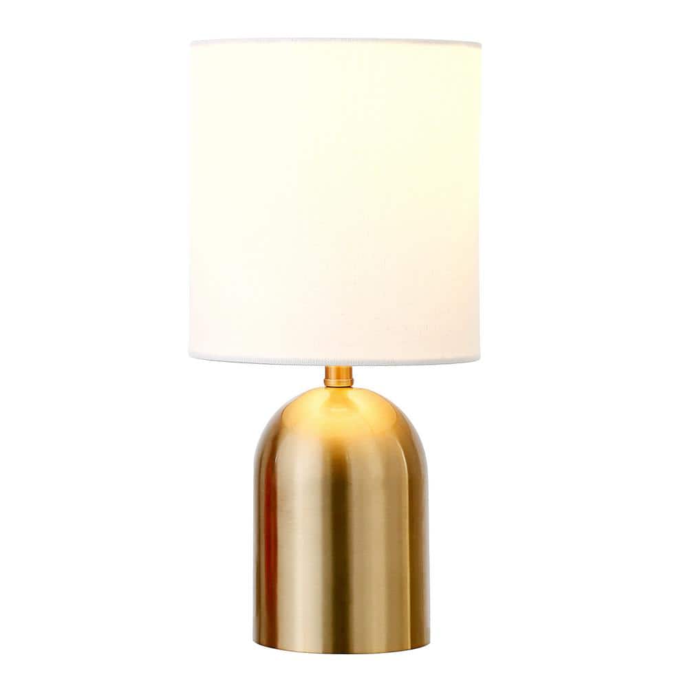 Brass Mini Table Lamp with White Linen Shade