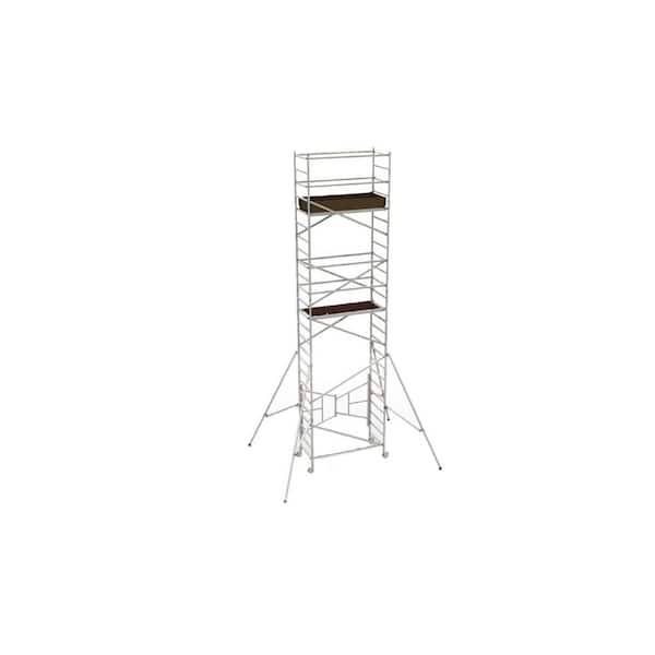 MetalTech 21 ft. x 5.4 ft. x 2.6 ft. Easy-Set Scaffold Tower with Guardrails and Outriggers with 800 lb. Load Capacity