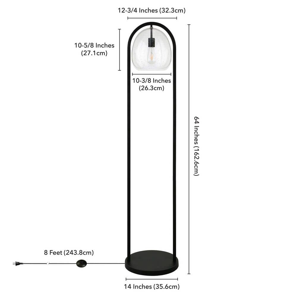Adjustable Blackened Bronze Seeded Glass Floor Lamp 64.5"