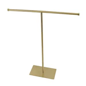Claremont 1-Bar Freestanding Towel Rack in Brushed Brass