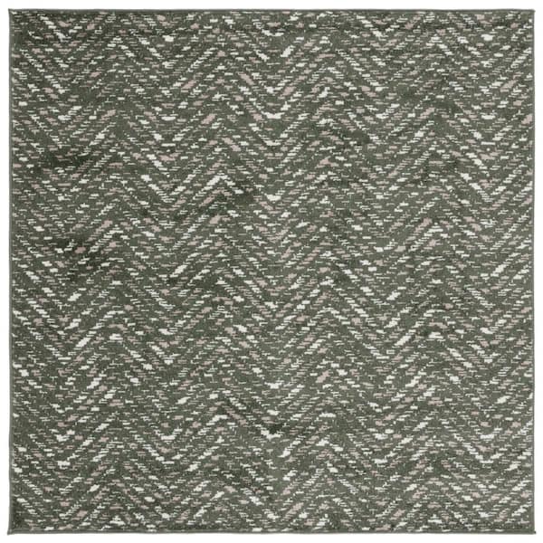 SAFAVIEH Adirondack Dark Green/Ivory 6 ft. x 6 ft. Chevron Marle Square Area Rug