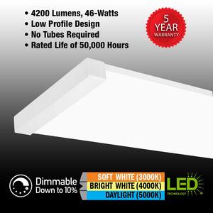 48 in. x 10 in. 4200 Lumens White Wood End Caps Integrated LED Panel Light 3000K 4000K 5000K Dimmable (12-Pack)