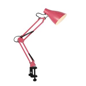 Odile 28.5 in. Pink Classic Industrial Adjustable Articulated Clamp-On LED Task Lamp
