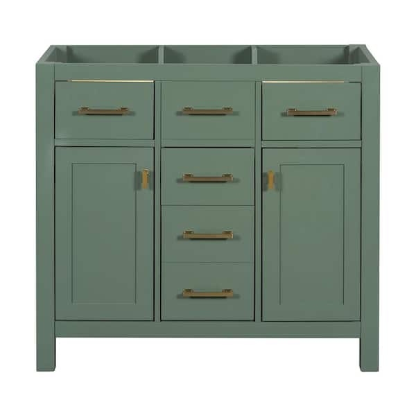 Adrinfly 36 in. W x 18 in. D x 33 in. H Green Bath Vanity without Top, Bath Cabinet w/4 Drawers and 2 Doors (No Sink Included)