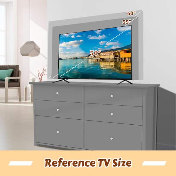6-Drawer Gray Chest of Drawers Dressers with 2 Oversized Drawers 32.4 in. H x 56 in. W x 15.8 in. L