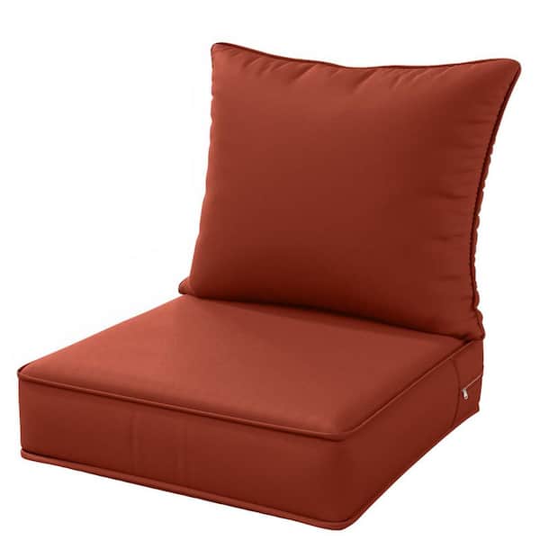 22 in. x 22 in. x 4 in. Square Outdoor Deep Seating Cushion Set Seat and Back Cushion for Lounge Chair Terra Red