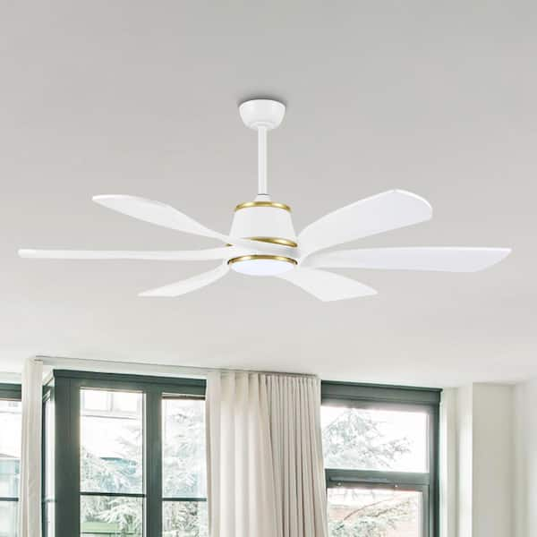 MLiAN 60 in. 6 Blades White and Gold Indoor Smart LED Ceiling Fan with Remote