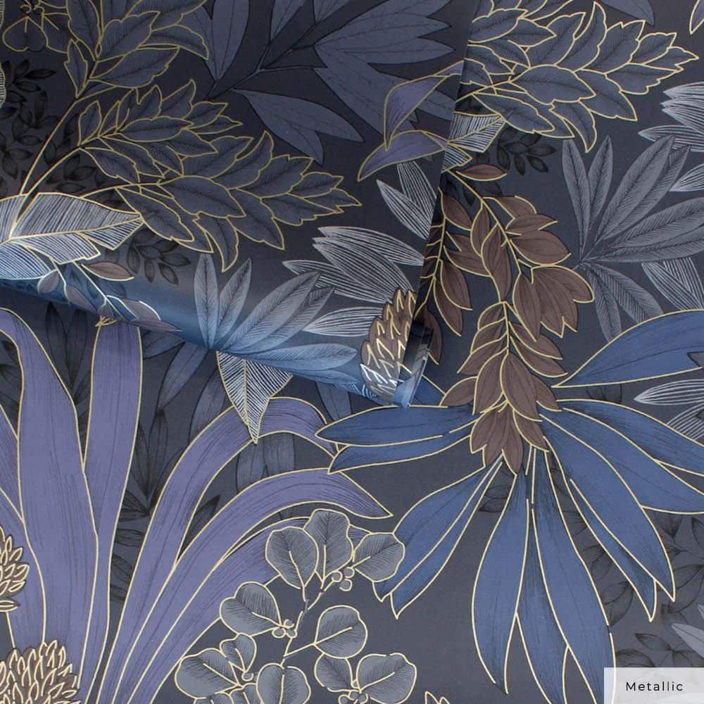 Twilight Floral Non-Pasted Grasscloth Wallpaper Roll