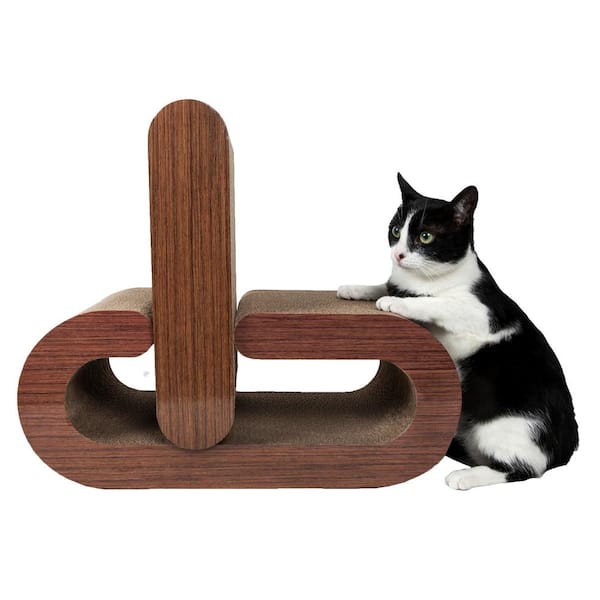 PET LIFE Wood Furrlax Ultra-Premium 2-in-1 Pill Shaped Modular Designer Cat Scratcher
