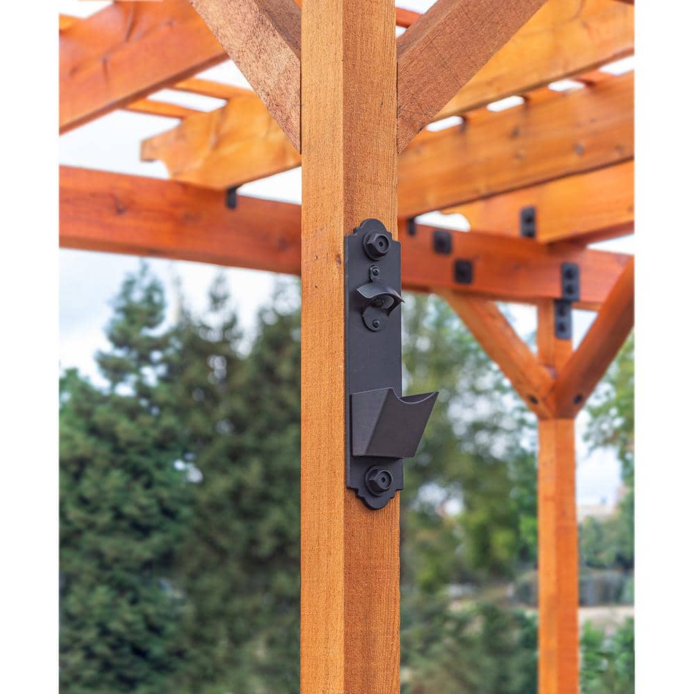 Black Metal Outdoor Bottle Opener with Catch Cup