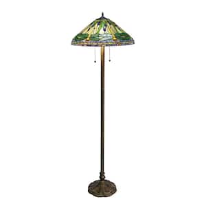 Tiffany Dragonfly 60 in. Green Bronze Floor Lamp
