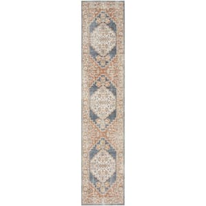 Astra Machine Washable Denim Multi 2 ft. x 10 ft. Distressed Traditional Kitchen Runner Area Rug
