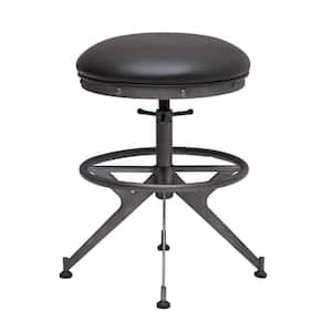 Ruth 25 in. Gray Backless Metal Axle Base Adjustable Stool with Cushioned Seat