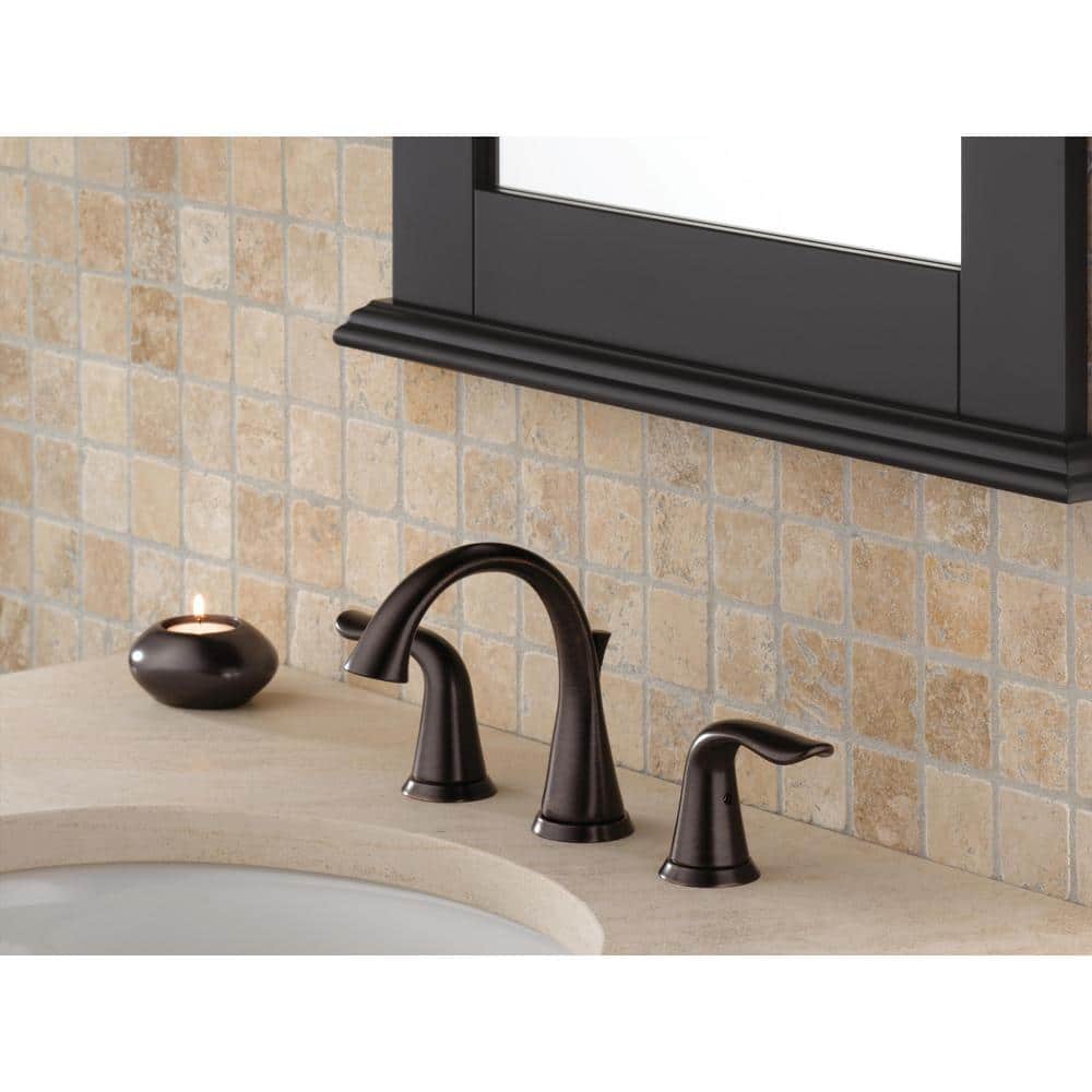 Venetian Bronze Widespread Bathroom Faucet with Metal Handles